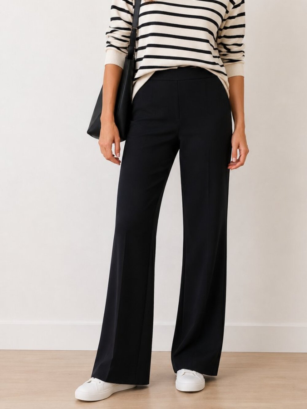 J.Jill Black Knit Pull-On Bootcut Pants Stretch Comfort Size M